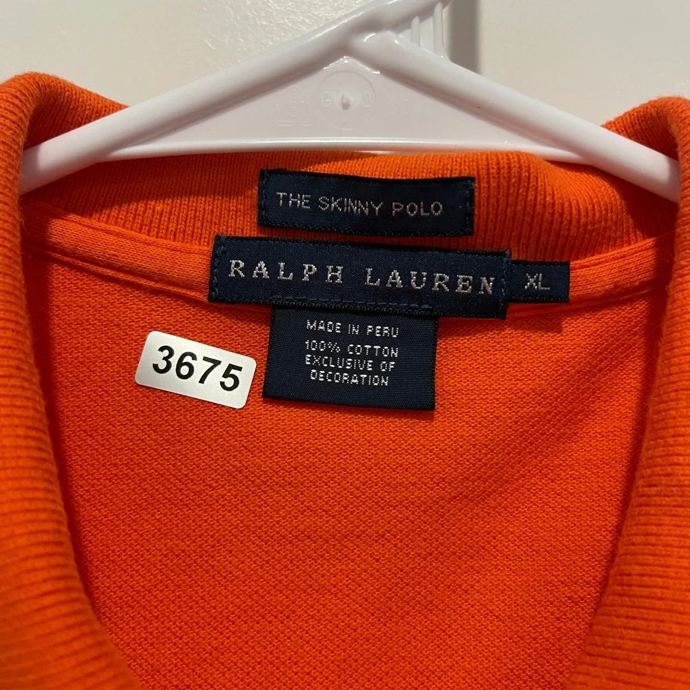 Ralph Lauren Youth XL Orange Skinny Polo Shirt Short Sleeve Cotton Mesh Pony